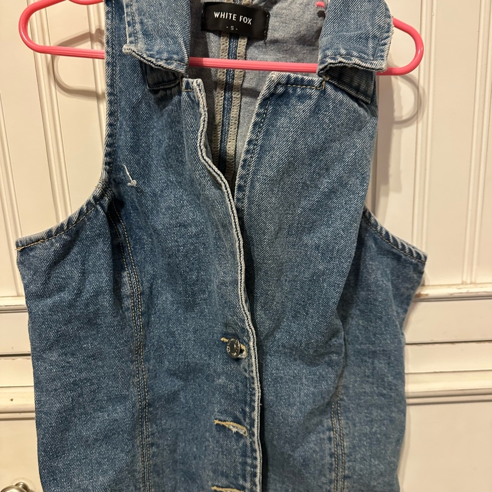 White Fox Boutique Blue Denim Vest